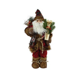 Decoris Polyester Santa Figure with Checkered Patterned Coat and Skis 60cm